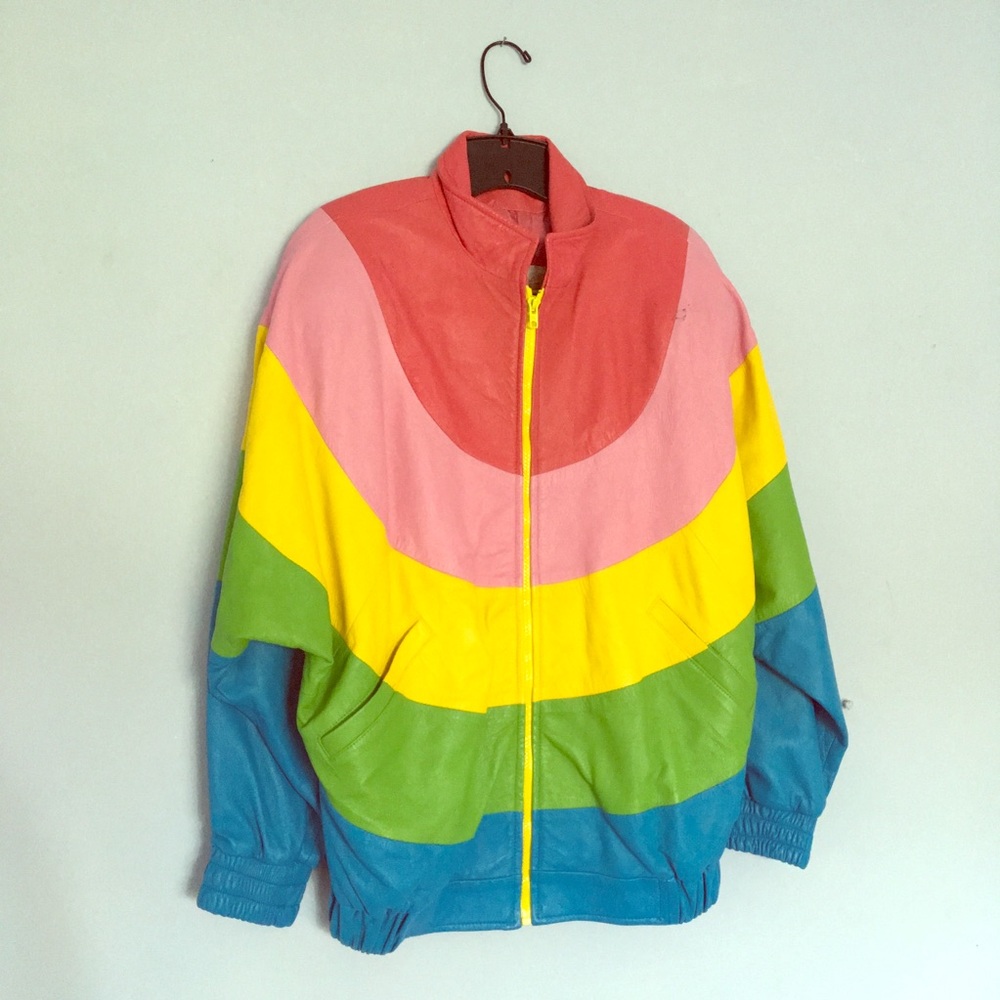 Rainbow Leather Vintage Jacket
